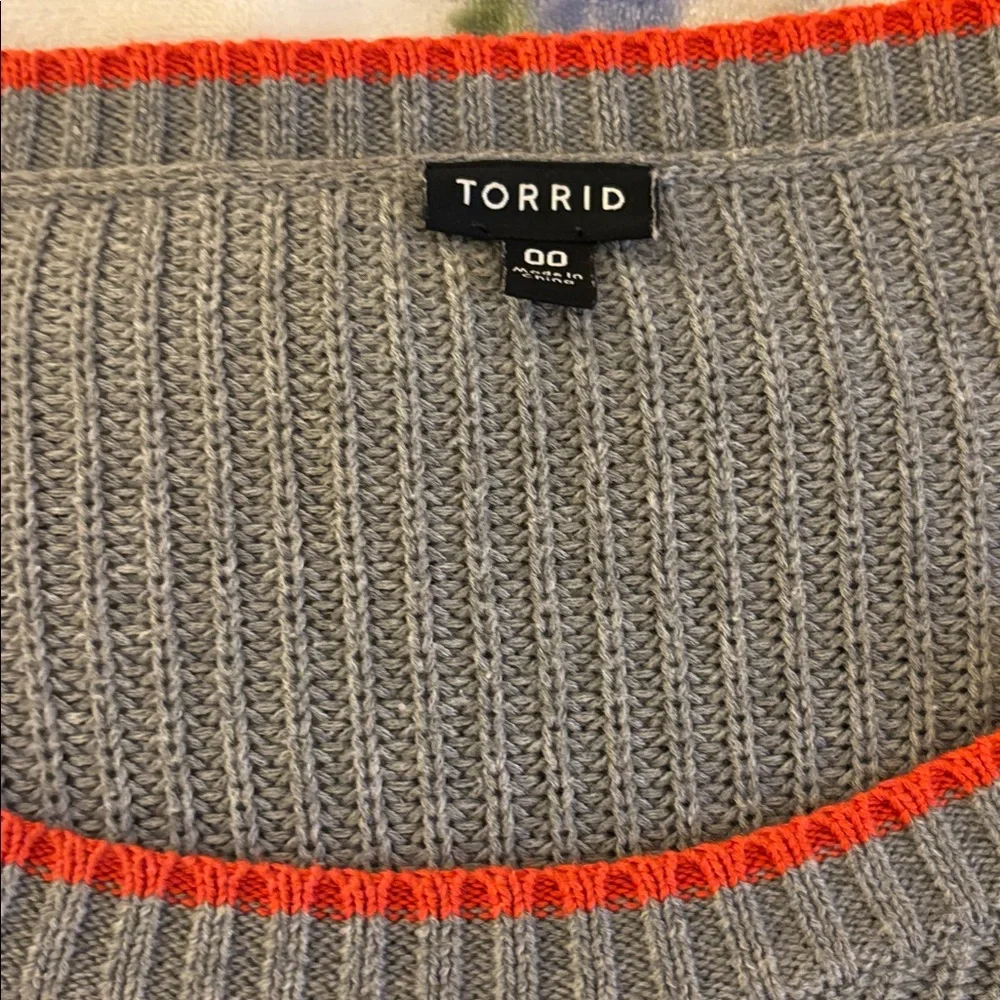 Torrid Gray Sweater with Orange Accents - Picture 2 of 3